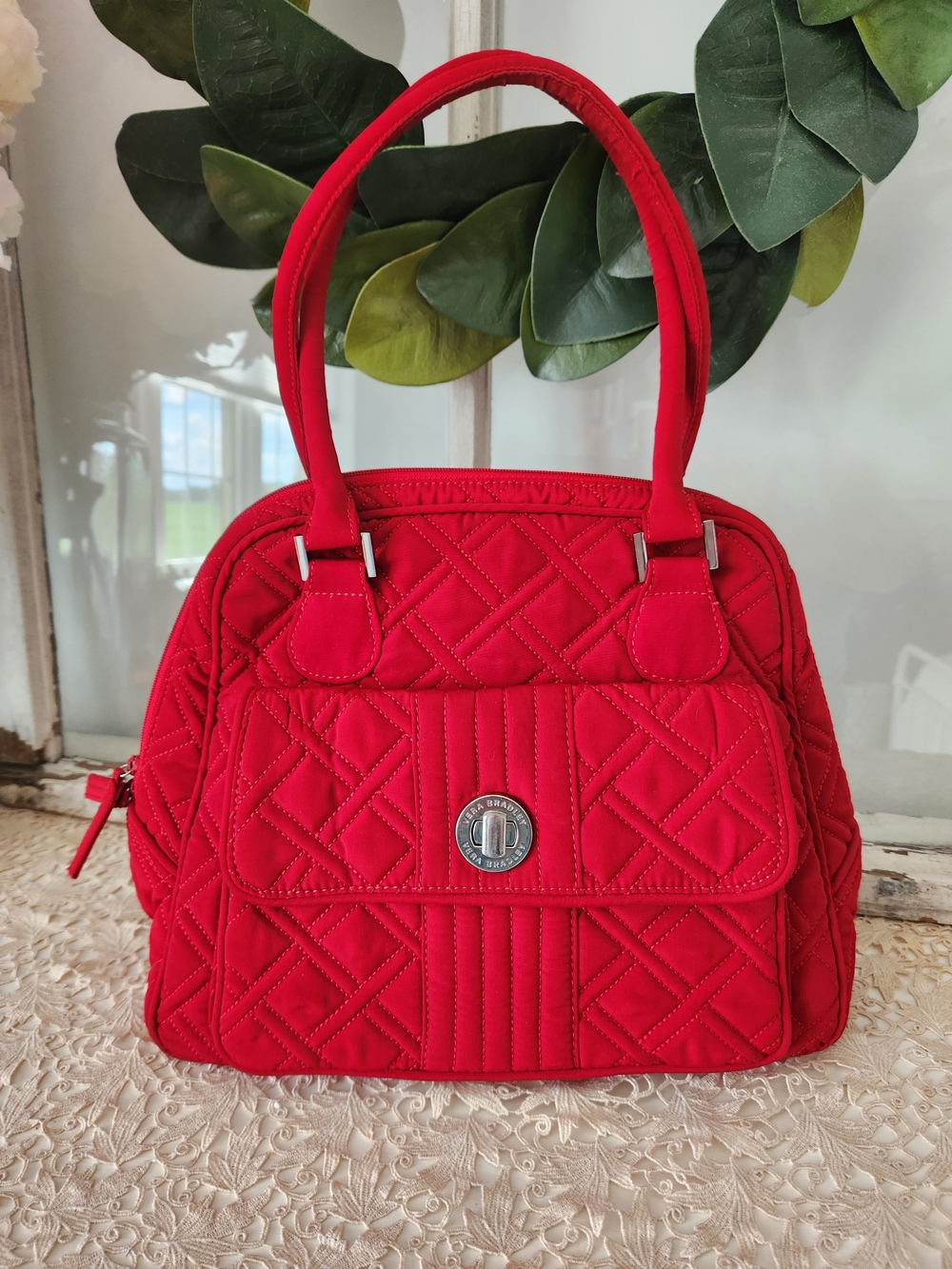 Vera Bradley Red Quilted Shoulder Bag - Women's Handbag